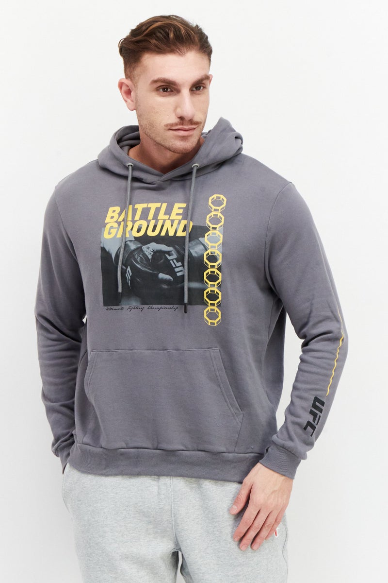 Ufc Men Sportswear Fit Long Sleeves Running Sweatshirt, Grey - Image 1