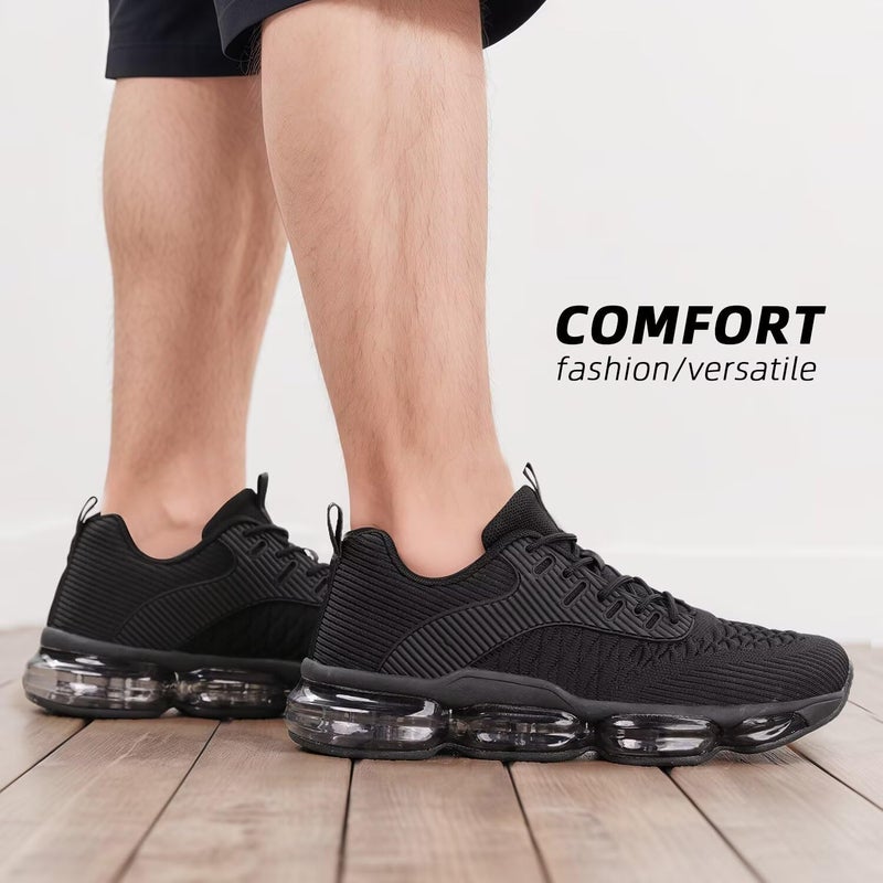 Socviis Mens Running Shoes Air Low Top Comfort Walking Lace Up Sneakers Breathable Fashion Tennis Sport Gym Fitness Cross Trainers Black - Image 2