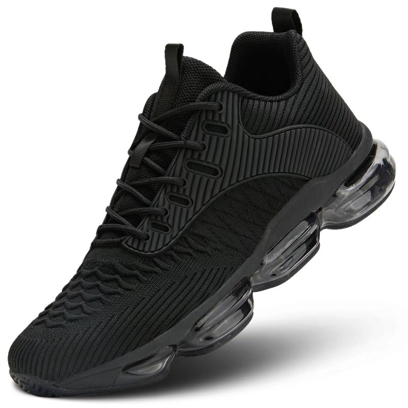 Socviis Mens Running Shoes Air Low Top Comfort Walking Lace Up Sneakers Breathable Fashion Tennis Sport Gym Fitness Cross Trainers Black - Image 1