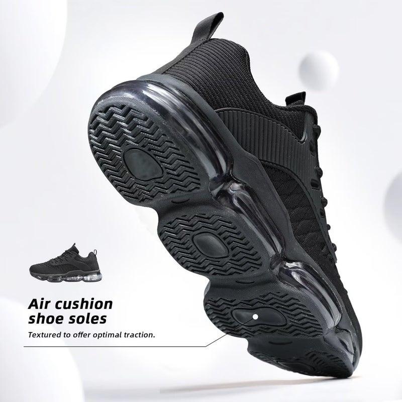 Socviis Mens Running Shoes Air Low Top Comfort Walking Lace Up Sneakers Breathable Fashion Tennis Sport Gym Fitness Cross Trainers Black - Image 5