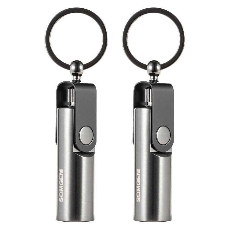SOMGEM Permanent Match Keychain 2 Pack, Kerosene Refillable, Waterproof Flint Fire Starter for Outdoor Camping Emergency Survival Gear - Image 1