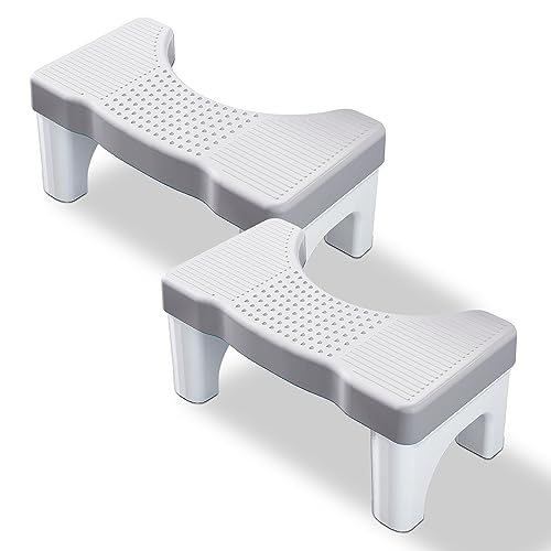 Kzeirm Toilet Potty Stool for Adults, 7" Heavy Duty Plastic Squatting Poop Foot Stool, Bathroom Non-Slip Toilet Assistance Step - Healthy Gifts for Kids Seniors, 2 Pack - Image 1