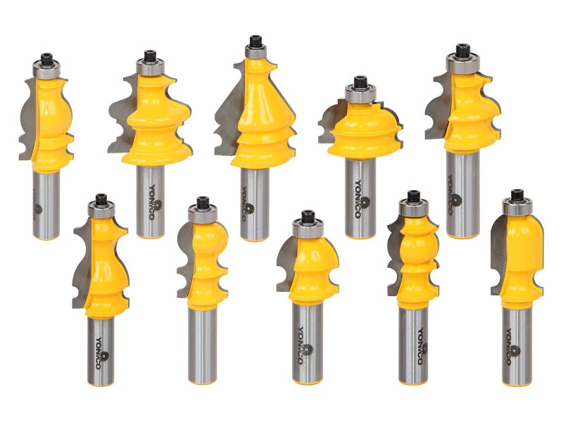 YONICO Architectural Molding Router Bits Set 10 Bit 1/2-Inch Shank 16101 - Image 1