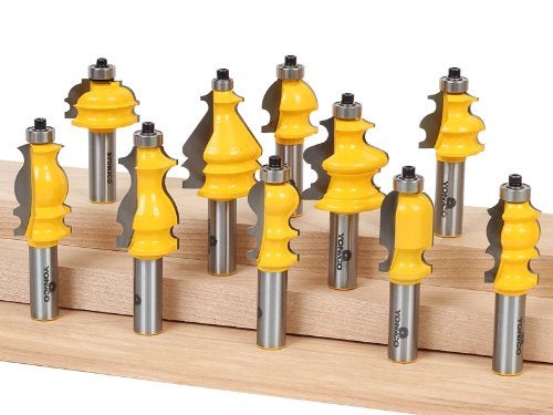 YONICO Architectural Molding Router Bits Set 10 Bit 1/2-Inch Shank 16101 - Image 2