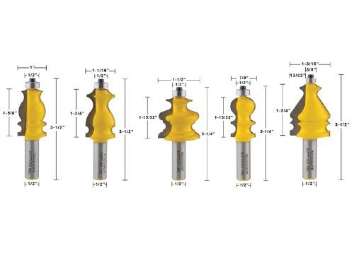 YONICO Architectural Molding Router Bits Set 10 Bit 1/2-Inch Shank 16101 - Image 4