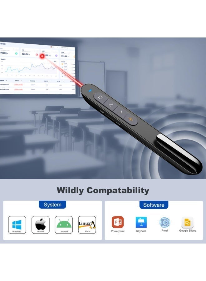 Wireless Presenter Remote, Laser Pointer,Presentation Clicker with Red Pointer , 100FT USB Presentation Remote Control, Volume Control Hyperlink Wireless Presenter Remote, Slide PowerPoint Clicker for Mac/Win/Computer/Laptop