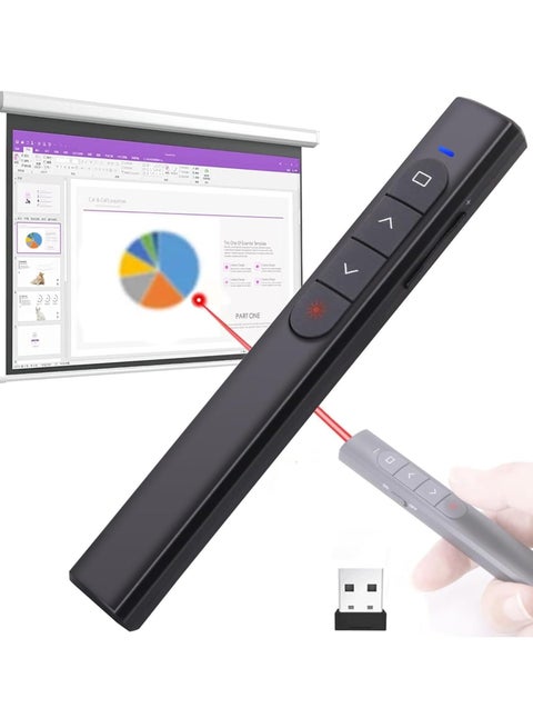 Wireless Presenter Remote, Laser Pointer,Presentation Clicker with Red Pointer , 100FT USB Presentation Remote Control, Volume Control Hyperlink Wireless Presenter Remote, Slide PowerPoint Clicker for Mac/Win/Computer/Laptop