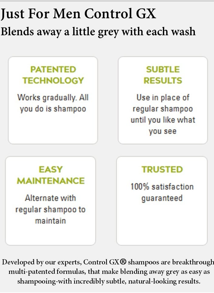 Just For Men - Control GX + THK Thickening Beard Shampoo with Grey Reduction and Alpha Keratin - Image 1