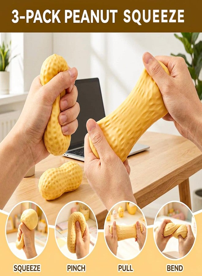 DRVUXBIL 3PCS Peanut Squishies Toys, Peanut Squishy Slow Rising Stress Relief Toy, Textured Sensory Fidget Stress Ball, Soft and Cute Peanut Squishy Relief Anxiety Toys for Adults, Prank & Gifts & Desk Decor - Image 3