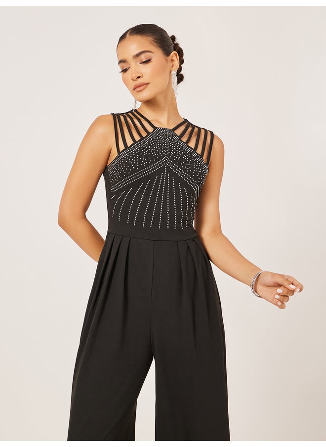 Styli Styli Embellished V Neck Wide Leg Jumpsuit  - Image 3