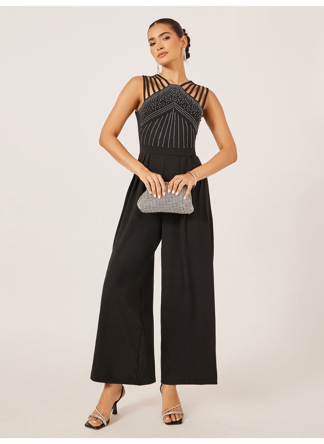 Styli Styli Embellished V Neck Wide Leg Jumpsuit  - Image 2