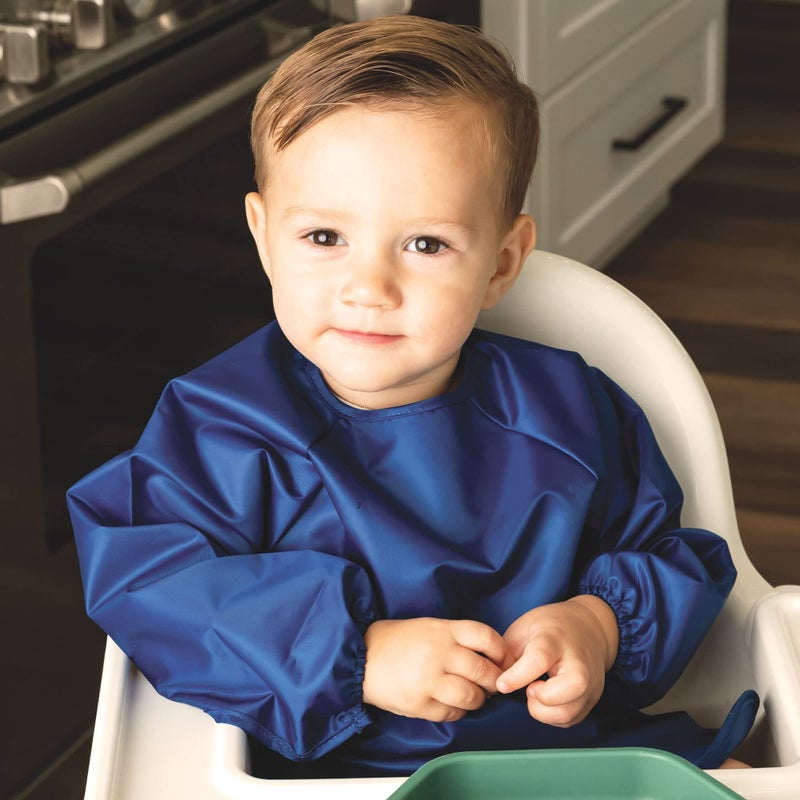 Tiny Twinkle Long Sleeve Bib for Babies & Toddlers | 2-Pack Waterproof Smock Bib for Eating | Machine Washable & Mess-Proof Feeding Essentials | Newborn Shower Gift (Grey Indigo,6â€“24M) - Image 5