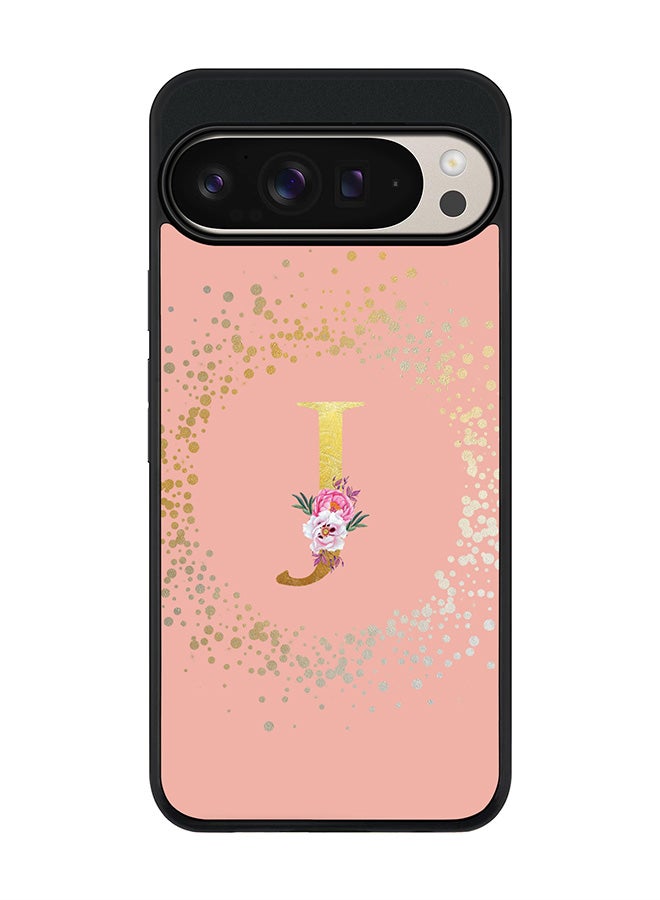 Stylizedd For Google Pixel 9 Pro XL Case,Slim fit Camera Protection, Shockproof Thin Phone cover - Custom Monogram Floral - J (Rose Pink ) - Image 1
