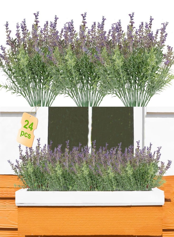 Coreland 24PCS Lifelike Artificial Lavender Flowers, Fake Lavender Plants Shrubs for Wedding Bouquets, Realistic Faux Flowers UV Resistant for Indoor Outdoor Home & Garden Greenery Decor - Image 1