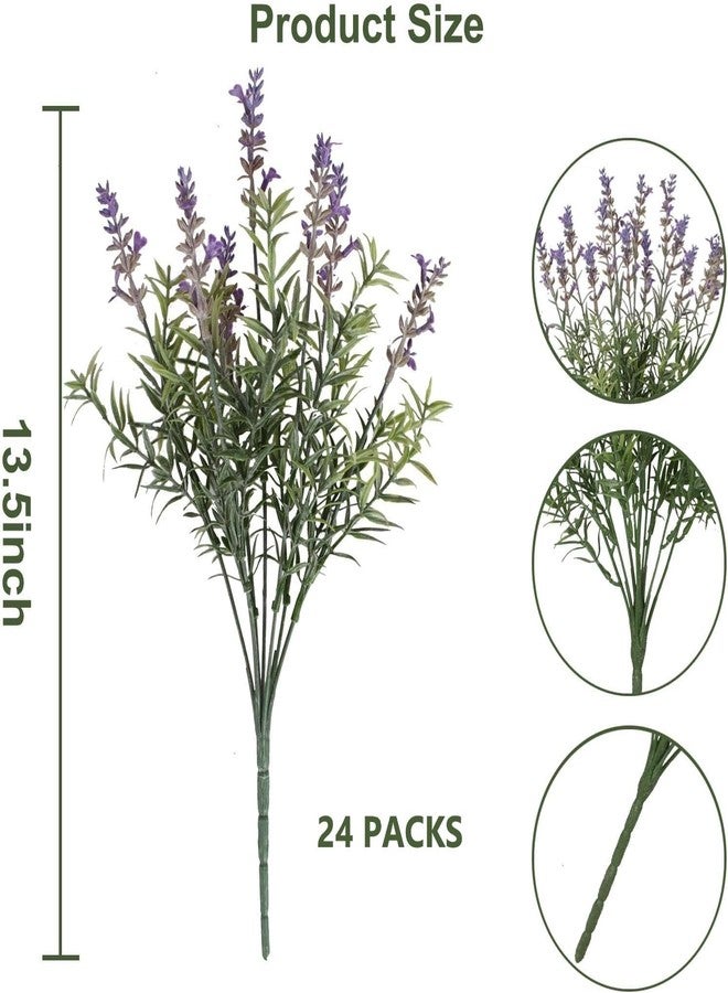 Coreland 24PCS Lifelike Artificial Lavender Flowers, Fake Lavender Plants Shrubs for Wedding Bouquets, Realistic Faux Flowers UV Resistant for Indoor Outdoor Home & Garden Greenery Decor - Image 2
