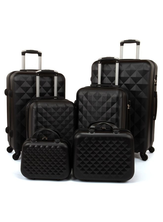 ليمرا طقم شنط سفر مكون من 6 حقائب أمتعة بعجلات و بتصميم صلب أسود - Image 1