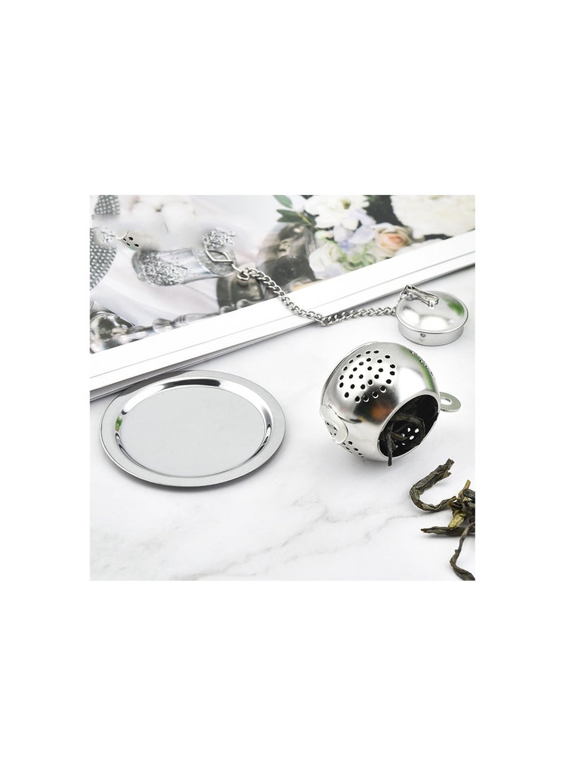 SYOSI Tea Infuser for Loose, Tea Steeper Stainless Steel, Tea Strainer with Lid and Drip Tray, Reusable Tea Filter Mesh Loose Leaf Strainer, for Loose Leaves, Tea Leaves, Spices, Etc, Best Gift( 2Pcs )  - Image 5