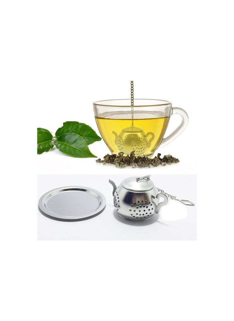 SYOSI Tea Infuser for Loose, Tea Steeper Stainless Steel, Tea Strainer with Lid and Drip Tray, Reusable Tea Filter Mesh Loose Leaf Strainer, for Loose Leaves, Tea Leaves, Spices, Etc, Best Gift( 2Pcs )  - Image 2