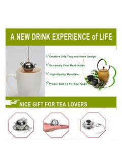 SYOSI Tea Infuser for Loose, Tea Steeper Stainless Steel, Tea Strainer with Lid and Drip Tray, Reusable Tea Filter Mesh Loose Leaf Strainer, for Loose Leaves, Tea Leaves, Spices, Etc, Best Gift( 2Pcs )  - Image 4