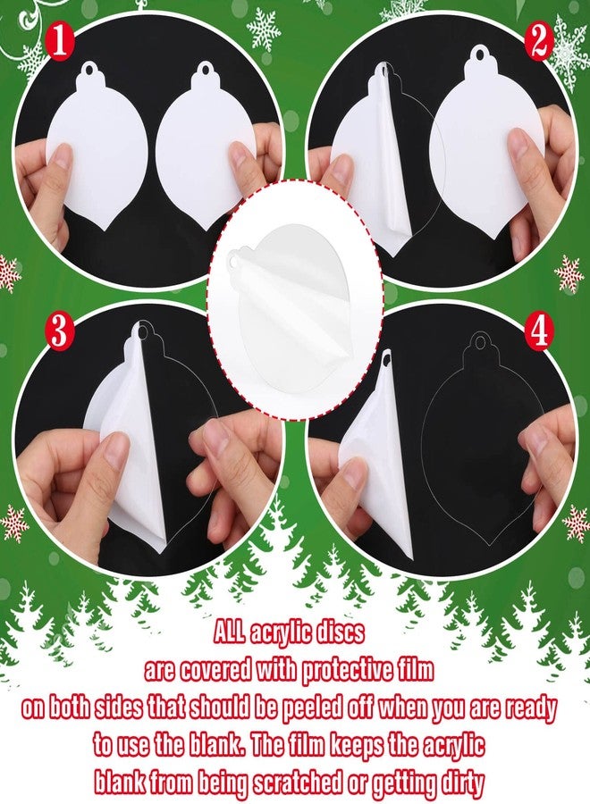 Acejoz 3 Inches Clear Acrylic Ornament Blanks, Acejoz 36Pcs Blank Acrylic Ornaments for Christmas Ornament Blanks with Hole for Vinyl Projects(Style A) - Image 4