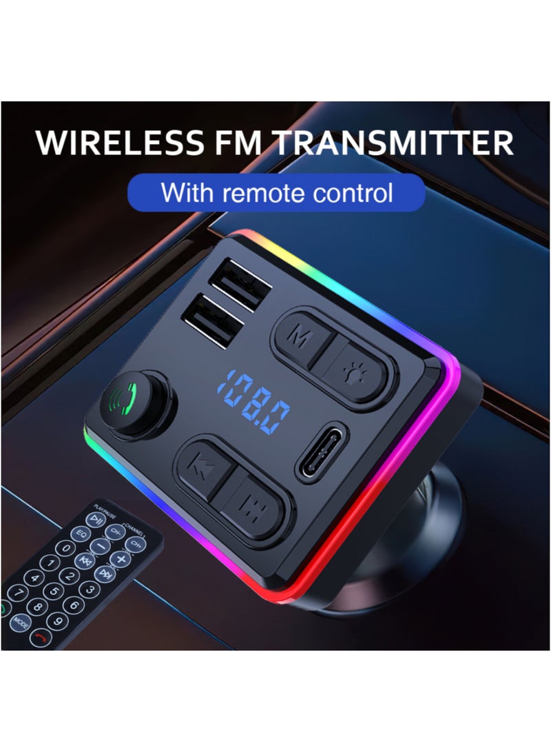 مشغل MP3 بلوتوث للسيارة مع إضاءة محيطية، جهاز إرسال FM وشاحن PD، يدعم استقبال المكالمات بدون استخدام اليدين وتشغيل الموسيقى - Image 3