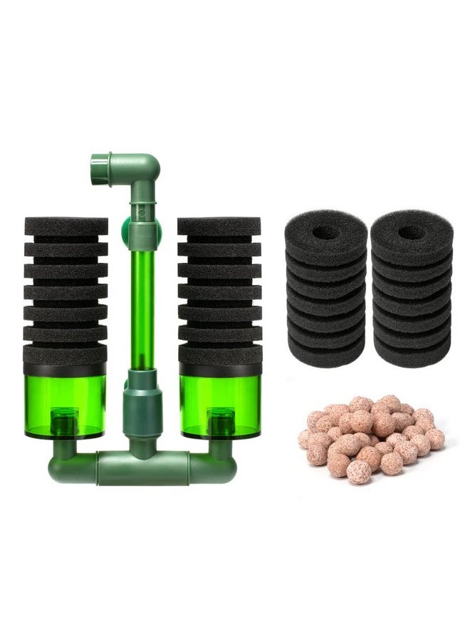 DATOO DaToo Aquarium Sponge Filter Fish Tank Foam Filter Quiet Submersible Bio Sponge Filter with 2 Spare Sponges and 1 Bag of Bio Ceramic Media Balls  - Image 1