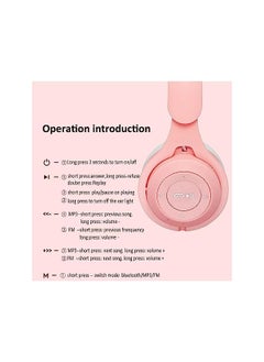 X spring Cat Ear Kids Headphones Cat Ear Kids Headset Bluetooth 5.0 Wireless Cat Ear Kids Headphones Foldable Cat Ear Headphones With Mic And Led Light Pink  - Image 2