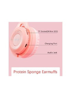 X spring Cat Ear Kids Headphones Cat Ear Kids Headset Bluetooth 5.0 Wireless Cat Ear Kids Headphones Foldable Cat Ear Headphones With Mic And Led Light Pink  - Image 3
