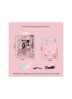 X spring Cat Ear Kids Headphones Cat Ear Kids Headset Bluetooth 5.0 Wireless Cat Ear Kids Headphones Foldable Cat Ear Headphones With Mic And Led Light Pink  - Image 4