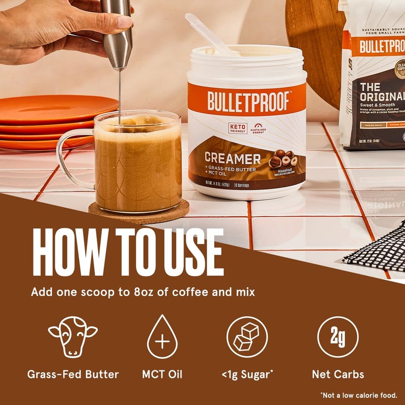 Bulletproof Hazelnut Creamer, 14.8 Ounces, Keto Coffee Creamer with MCT Oil and Grass-Fed Butter - Image 5