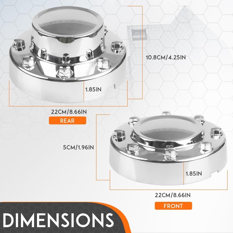 Dexepe Front & Rear Chrome Dually Wheel Center Hub Caps Cover Compatible with Dodge Ram 3500 2011 2012 2013 2014 2015 2016 2017 2018 with Aluminum Wheels Replaces 68081010AA, 68081015AC (4Pcs) - Image 2