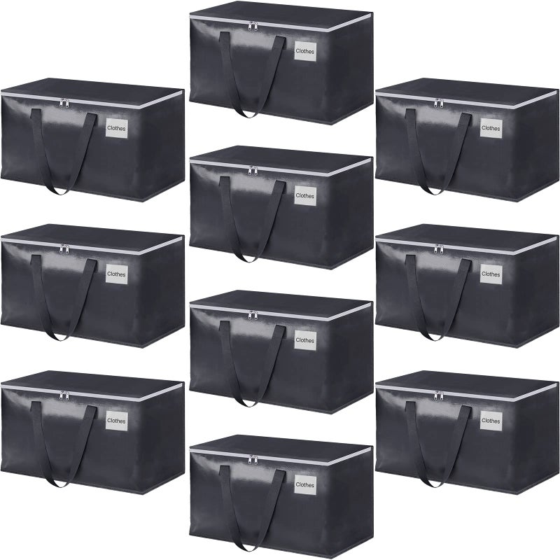 StorageRight Heavy Duty Moving Boxes-Moving Bags with Zipper, Reinforced Handles and Tag Pocket-Collapsible Moving Supplies-Totes for Storage Great for moving, Storage and Travel 93L(Gray-10 Pack) - Image 1