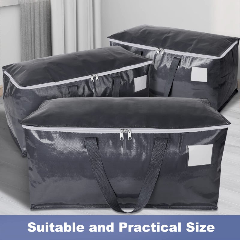StorageRight Heavy Duty Moving Boxes-Moving Bags with Zipper, Reinforced Handles and Tag Pocket-Collapsible Moving Supplies-Totes for Storage Great for moving, Storage and Travel 93L(Gray-10 Pack) - Image 5