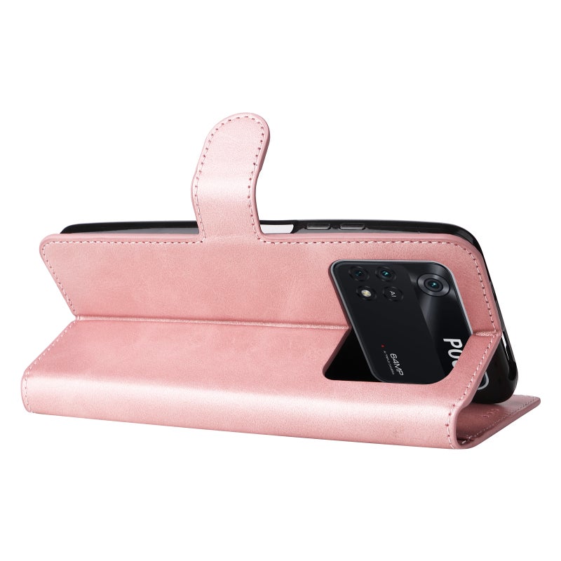 HuHa Protective Cover For Xiaomi Poco M4 Pro Classic Calf Texture PU + TPU Horizontal Flip Leather Case(Rose Gold) - Image 5