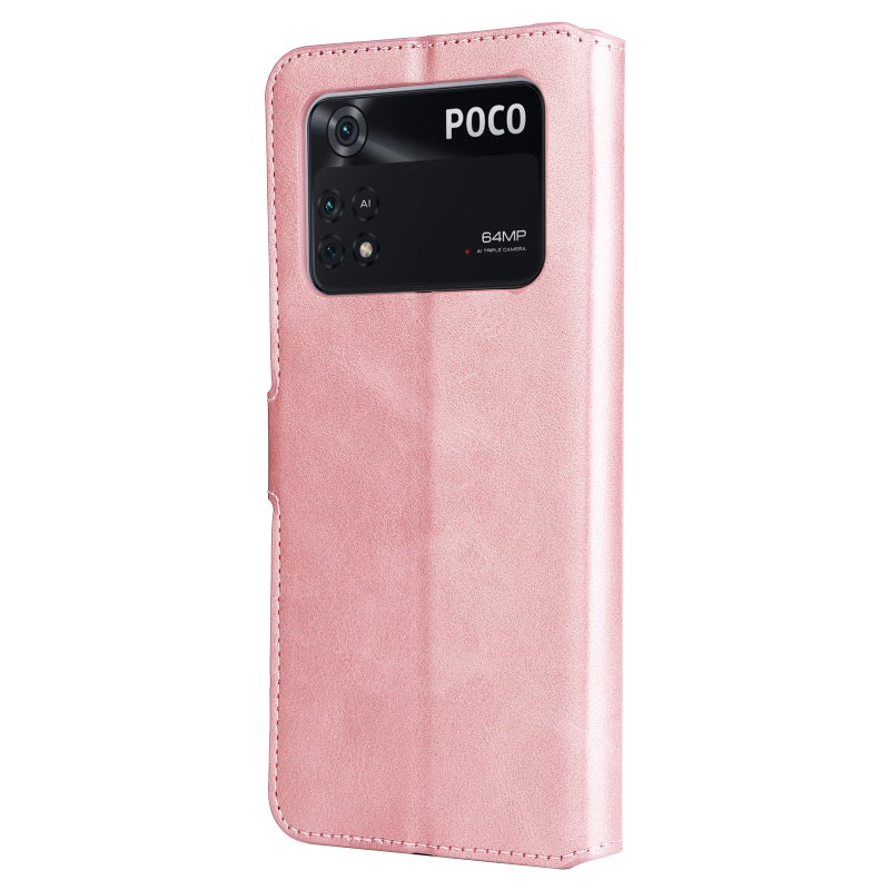 HuHa Protective Cover For Xiaomi Poco M4 Pro Classic Calf Texture PU + TPU Horizontal Flip Leather Case(Rose Gold) - Image 3