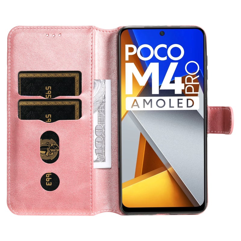 HuHa Protective Cover For Xiaomi Poco M4 Pro Classic Calf Texture PU + TPU Horizontal Flip Leather Case(Rose Gold) - Image 4