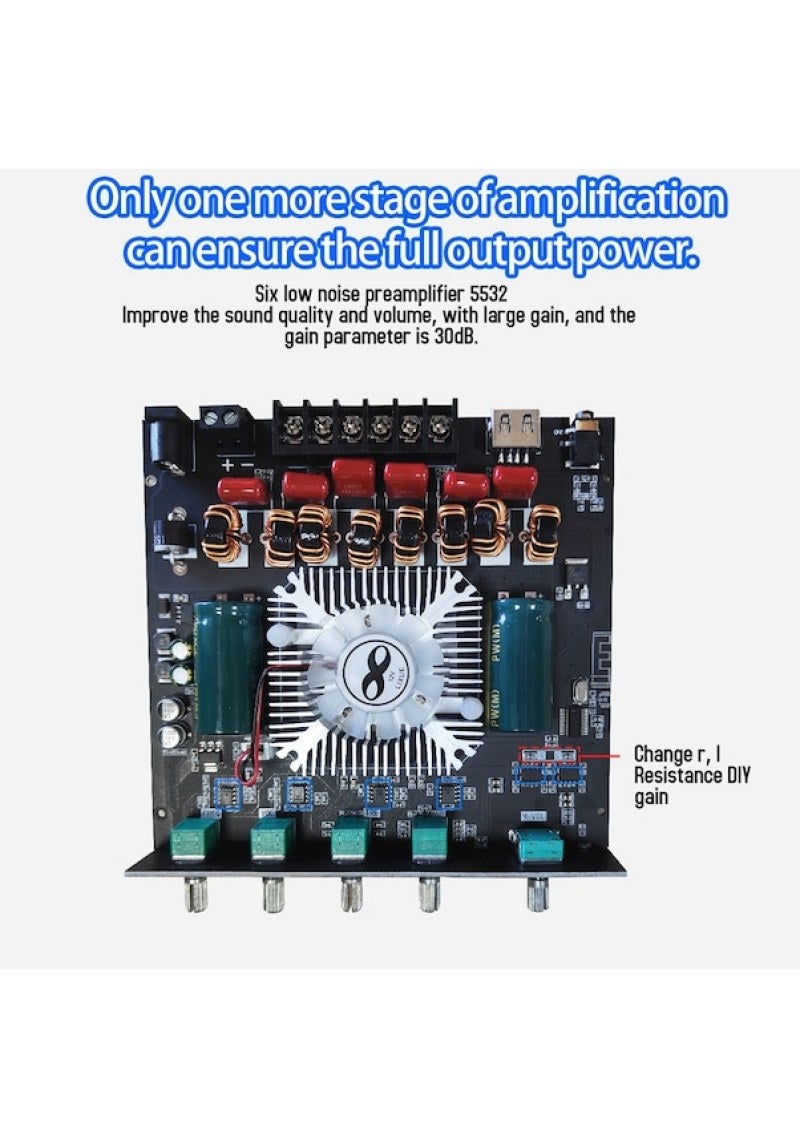 Vkemall Zk-as21 Compact 2.1 Channel Tpa3255 Bt Digital Power Amplifier Card Module Yüks Black - Image 2