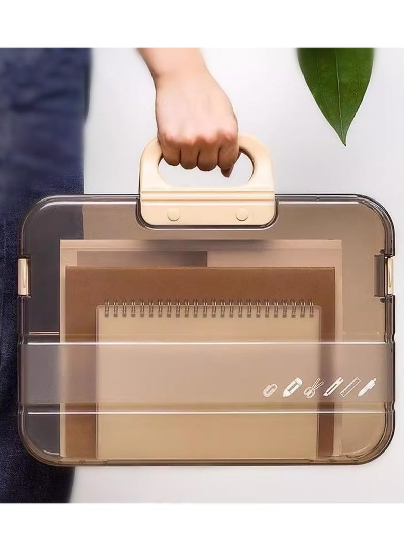 general Portable File Box Clear Waterproof Document Storage Box with Snaps PP Files Organizer Cases for A4 Paper Magazines Notebooks School or Office Supplies - Image 5