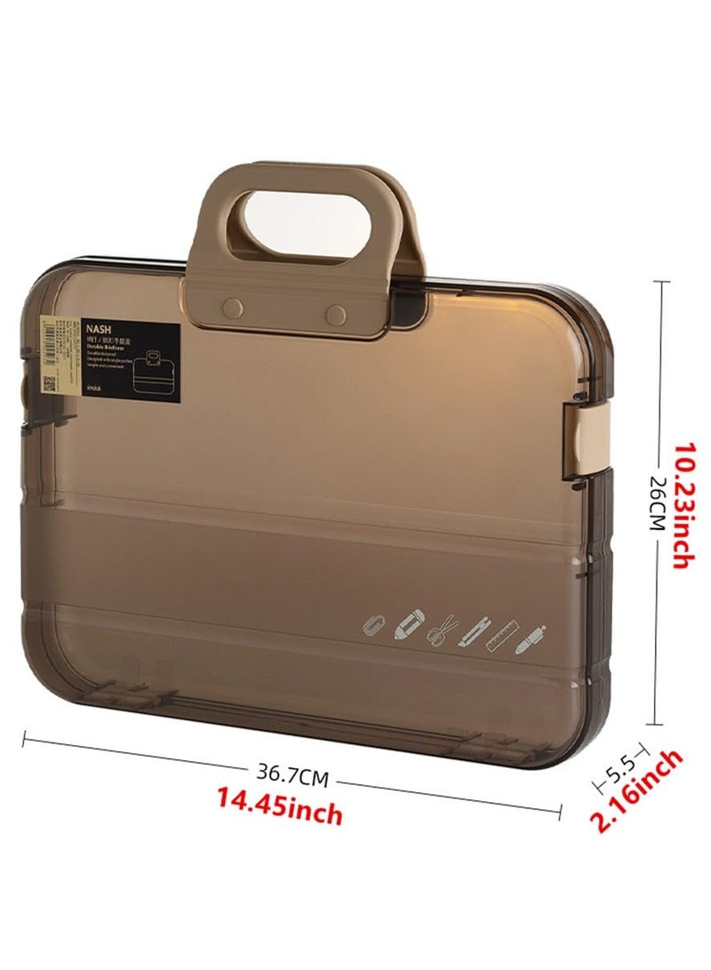 general Portable File Box Clear Waterproof Document Storage Box with Snaps PP Files Organizer Cases for A4 Paper Magazines Notebooks School or Office Supplies - Image 2