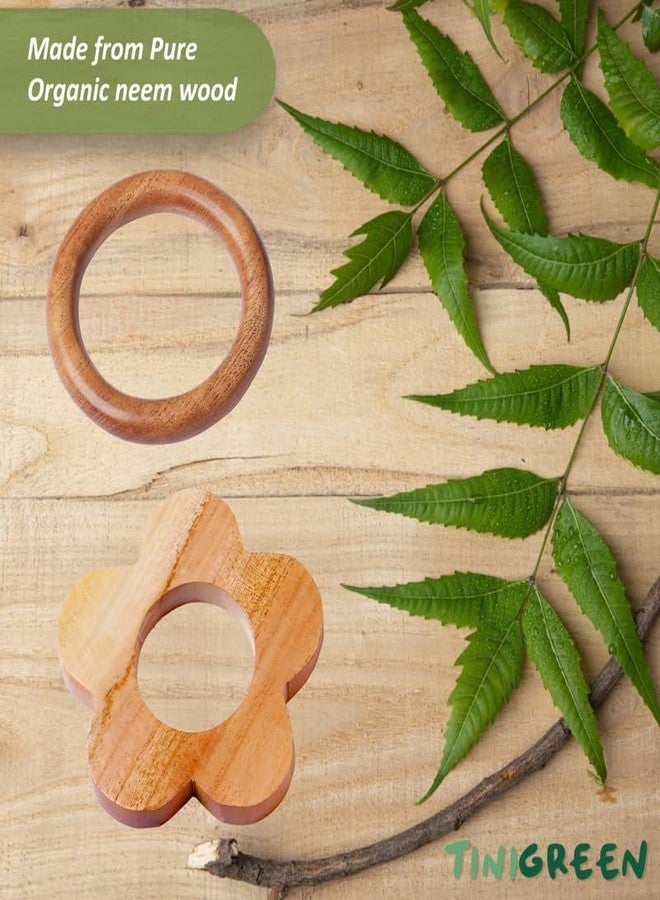 Tinigreen Flower Ring Shaped Neem Wooden Teethers Combo for 3 to 12 Months Infant Baby (Pack of 2) - Image 3