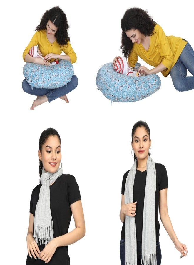 nene Multipurpose Maternity Feeding Shawl, Breastfeeding Pillow Combo Pack, 100% Cotton, Pregnancy Pillow, Nursing Pillow and Shawl, Feeding Scraf with Pillow (Grey) - Image 3