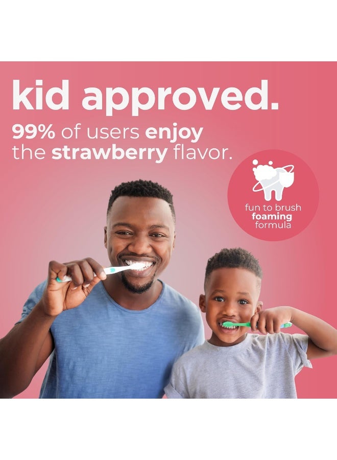 Wellnesse Kids Hydroxyapatite Toothpaste with Xylitol - Fluoride Free Toddler & Kid's Natural Toothpaste, Freshens Breath, Sensory-Friendly Oral Care, Vegan, Strawberry Flavor, 4 oz (Pack of 1) - Image 2