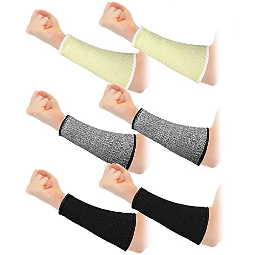 Sintege 3 Pairs Arm Protectors for Thin Skin and Bruising Cut Resistant Forearm Sleeve Level 5 Arm Burn Protection Sleeve (Black, Beige, Grey,7.9 Inch) - Image 1