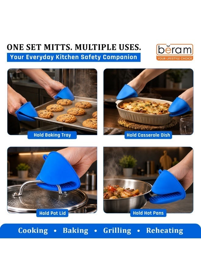 Beram Silicone Mini Oven Mitts, Set of 2, Kitchen Pot Holders, Heat Resistant, Small Kitchen Mitts, Air Fryer Mitts Mini, Pot Pinch Grip for Cooking and Baking - Image 5