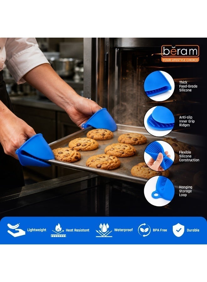 Beram Silicone Mini Oven Mitts, Set of 2, Kitchen Pot Holders, Heat Resistant, Small Kitchen Mitts, Air Fryer Mitts Mini, Pot Pinch Grip for Cooking and Baking - Image 3