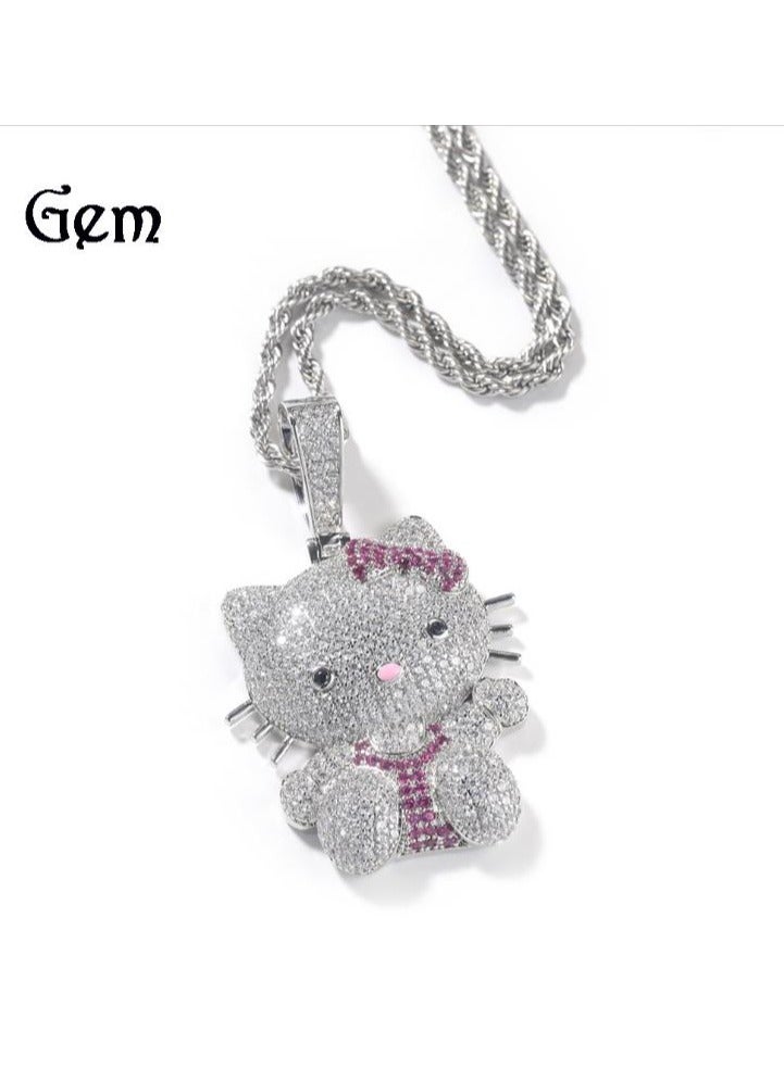 Gem Women's Cute Bow Cat Pendant Necklace  - Image 2
