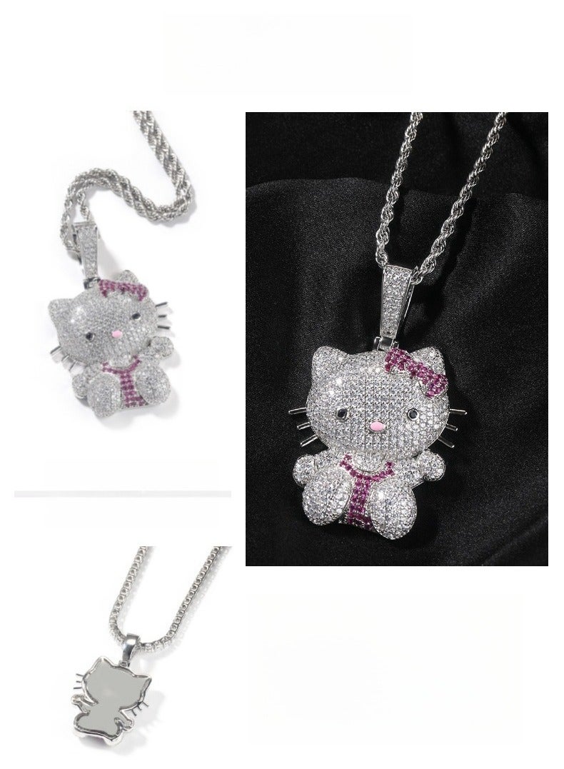 Gem Women's Cute Bow Cat Pendant Necklace  - Image 4