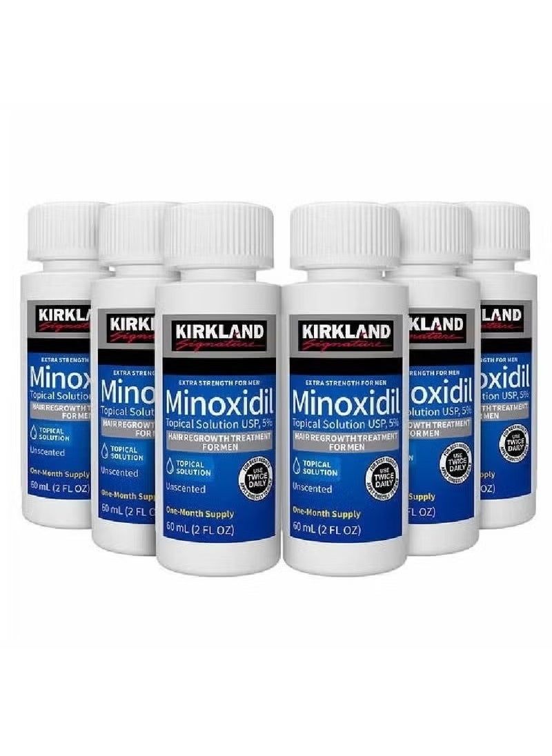 Kirkland - 6 Bottles of 60ml Ultra - Strong 5% Minoxidil Hair Regrowth Treatment Set: Hassle - Free Hair Growth, Cost - effective Choice - Image 1