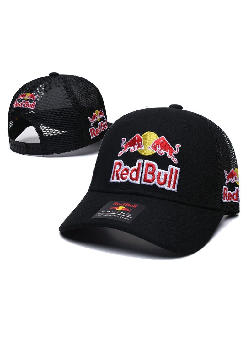 Black Red Bull Racing 3D Embroidery Mesh Trucker Cap
