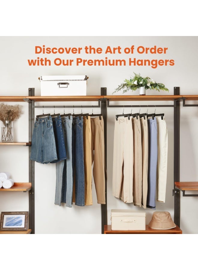 HOMESTAR 10Pcs Pants Hangers With Clips , Non-Slip Durable and Sturdy Plastic Pants Hangers, Multi-Functional Space Saving Closet Organizer , Adjustable Non-Slip Clips, For Shirts , Shorts , Skirts , Vests, Shorts, Bags, Suspenders, etc, Black, 12*6 Inch - Image 5